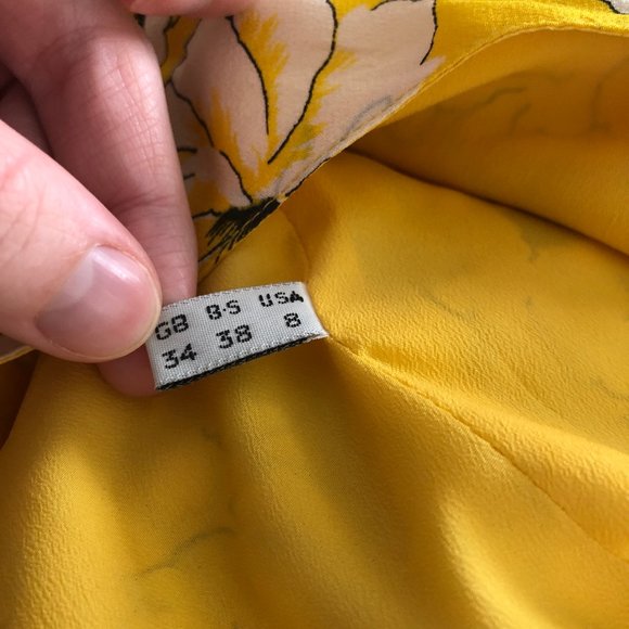 Vintage Genny 100% Silk Yellow Floral Dress Italy - Picture 6 of 11